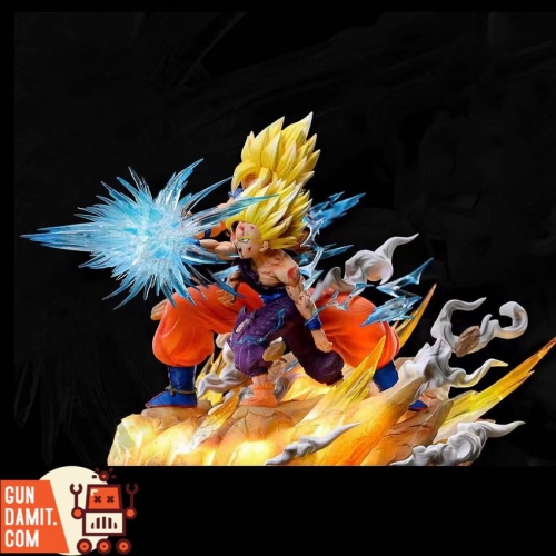 [Pre-Order] Sky Top Studios Dragon Ball Z Son Gohan & Son Goku Kamehameha Statue w/ LED
